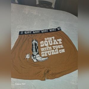 Lazy One Tan Boxer Shorts Underwear with Cowboy Boot Graphic Mens XL